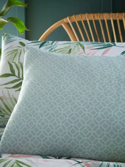 Discount Furn Green Bali Palm Reversible Botanical Duvet Cover and Pillowcase Set