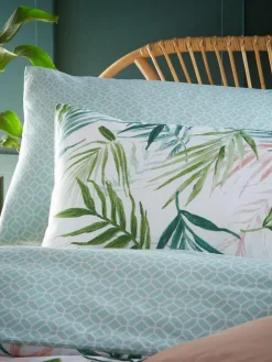 Discount Furn Green Bali Palm Reversible Botanical Duvet Cover and Pillowcase Set