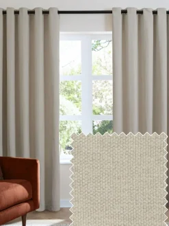 Furn Natural Soft Chenille 100% Blackout Eyelet Curtains^ Curtains & Blinds