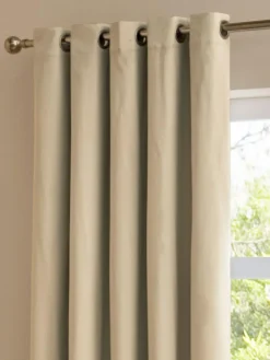 Furn Natural The Ultimate Velvet 100% Blackout Eyelet Lined Curtains^ Curtains & Blinds
