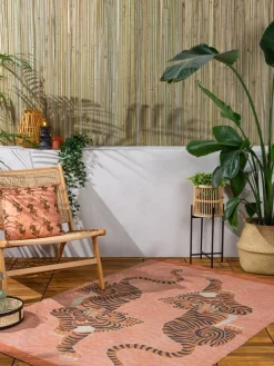 Best Furn . Orange Tibetan Tiger Animal Washable Outdoor/Indoor Rug