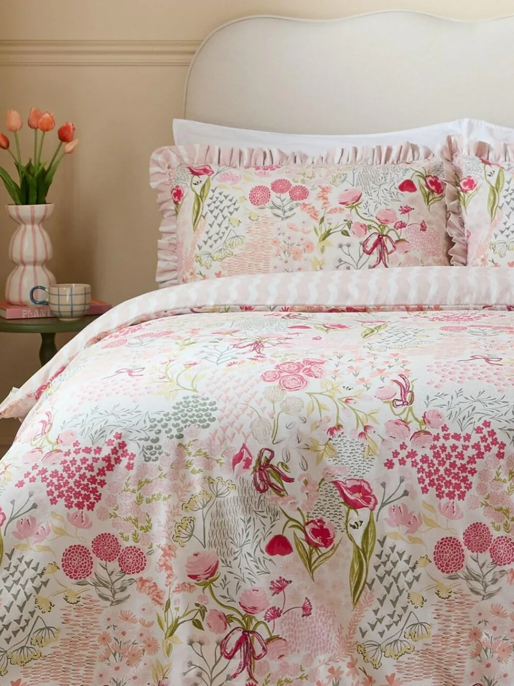 Online Furn Gardenia Reversable Duvet Cover Set Pink Pebble