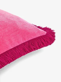 Next Fushsia Pink 45 x 45cm Soft Velour Contrast Fringe Cushion^ Cushions & Throws