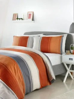 Fusion Betley Duvet Cover and Pillowcase Set Orange