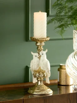Next Gold Cockatoo Pillar Candle Holder^ Candle Holders & Lanterns
