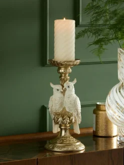 Next Gold Cockatoo Pillar Candle Holder^ Candle Holders & Lanterns