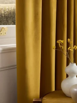 Next Gold Dark Matte Velvet Pencil Pleat Blackout/Thermal Curtains^ Curtains & Blinds