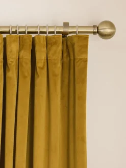 Next Gold Dark Matte Velvet Pencil Pleat Blackout/Thermal Curtains^ Curtains & Blinds
