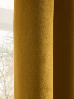 Next Gold Dark Matte Velvet Pencil Pleat Blackout/Thermal Curtains^ Curtains & Blinds
