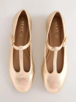 Next Gold Forever Comfort® Leather T-Bar Mary Jane Shoes^Women Flats