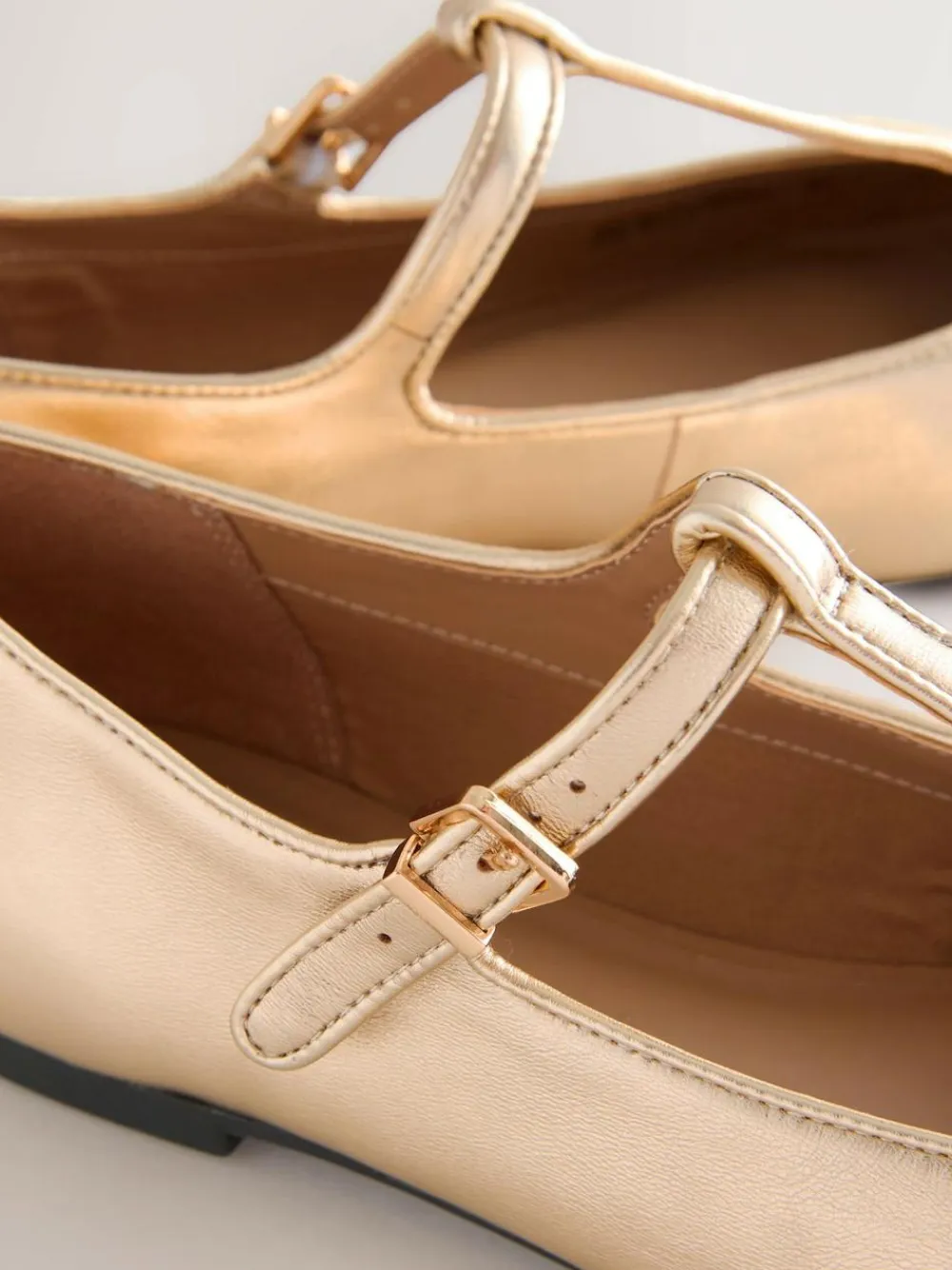 Next Gold Forever Comfort® Leather T-Bar Mary Jane Shoes^Women Flats
