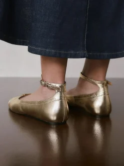 Next Forever Comfort® Leather Ballet Flats With Ankle Strap^Women Flats