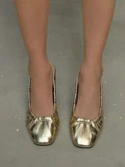 Next Gold Forever Comfort® Leather Slot Slingback Block Heels^Women Heels