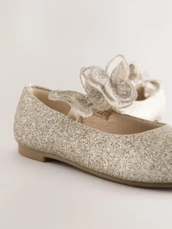 Next Glitter Butterfly Strap Occasion Shoes Gold