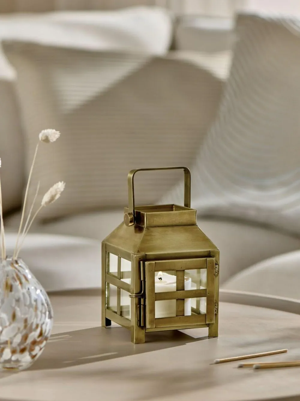 Next Gold Metal and Glass Lantern Small^ Candle Holders & Lanterns
