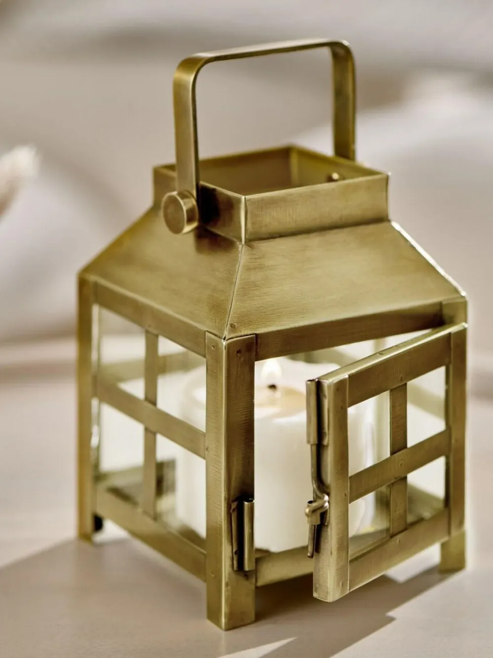 Next Gold Metal and Glass Lantern Small^ Candle Holders & Lanterns