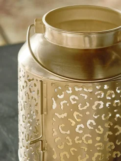 Next Gold Metal Leopard Print Cutout Lantern^ Candle Holders & Lanterns