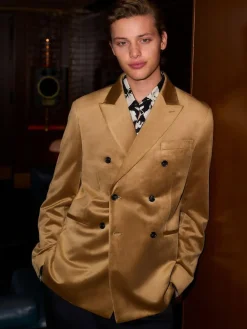 Next gold Regular Fit Double Breasted Velvet Blazer