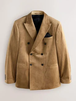 Next gold Regular Fit Double Breasted Velvet Blazer