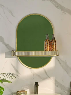 Hot Next Rib Shelf Bathroom Wall Mirror Gold