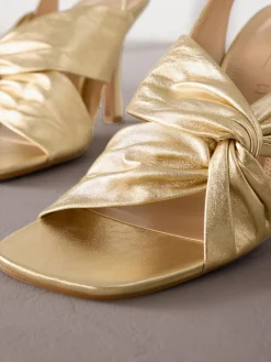 Sale Next Gold Signature Premium Leather Twist Heeled Sandals