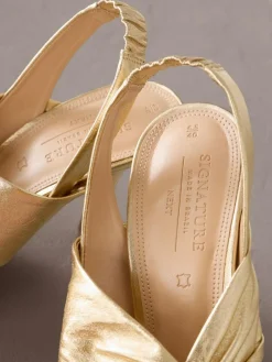 Sale Next Gold Signature Premium Leather Twist Heeled Sandals