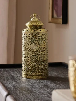Next Gold Small Patterned Cutout Metal Lantern^ Candle Holders & Lanterns