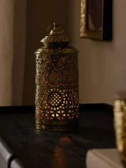 Next Gold Small Patterned Cutout Metal Lantern^ Candle Holders & Lanterns
