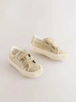 New Next Standard Fit (F) Chunky Trainers With Touch Fastening Gold