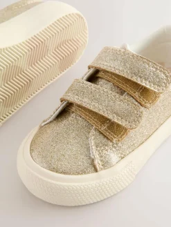 New Next Standard Fit (F) Chunky Trainers With Touch Fastening Gold