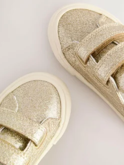 New Next Standard Fit (F) Chunky Trainers With Touch Fastening Gold