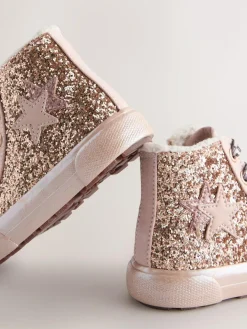 Hot Next Standard Fit (F) Star High Top Trainers Gold