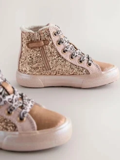 Hot Next Standard Fit (F) Star High Top Trainers Gold