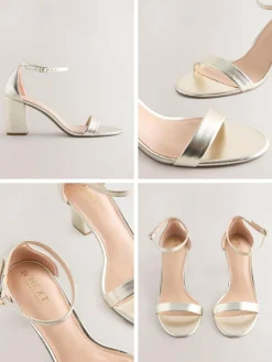 Online Next Gold Standard/Wide Fit Block Heel Sandals