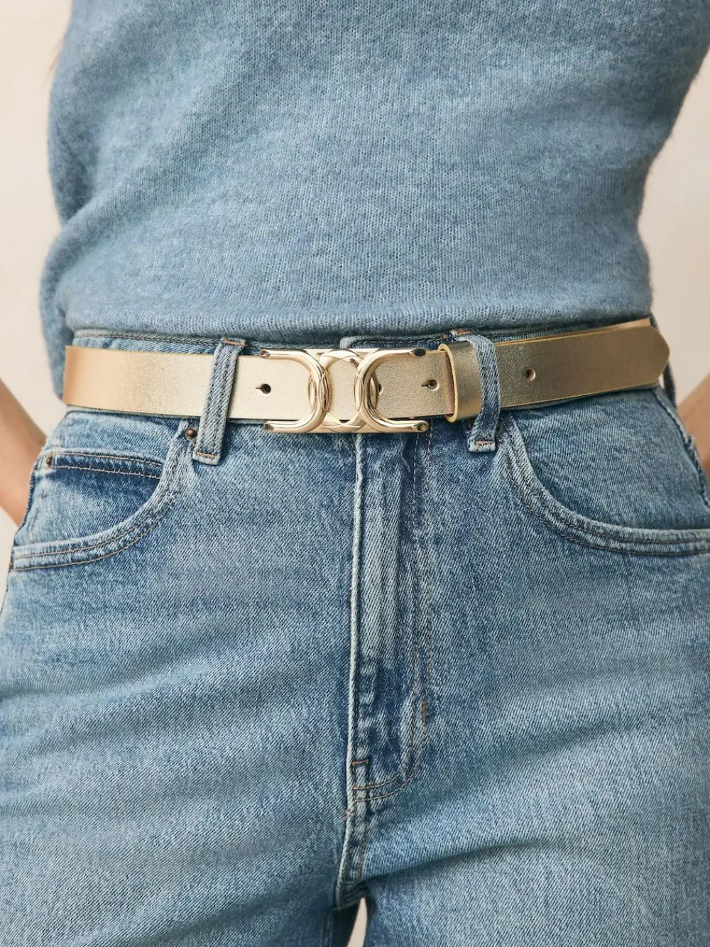 Next Regular Statement Buckle Leather Belt^Women Belts