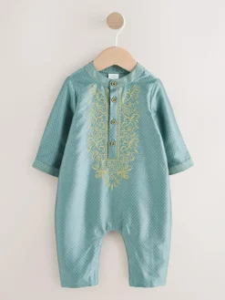 New Next Baby Occasion Romper (0mths-2yrs) Green