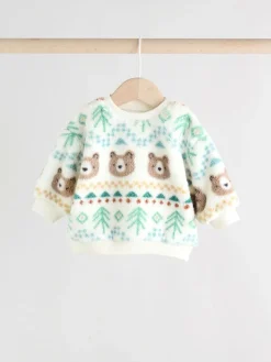 Discount Next Baby Fleece Top and Joggers Set (0mths-2yrs) Green Bear Fairisle