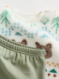 Discount Next Baby Fleece Top and Joggers Set (0mths-2yrs) Green Bear Fairisle