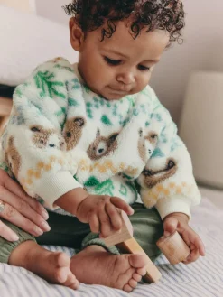 Discount Next Baby Fleece Top and Joggers Set (0mths-2yrs) Green Bear Fairisle