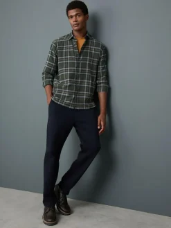 Next Regular Fit Easy Iron Button Down Oxford Shirt Green Blackwatch