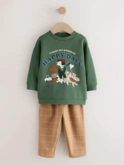 Next Green/ Brown Dog Single Sweatshirt and Joggers Set (3mths-7yrs)^BOY Baby Boys|Baby Boys