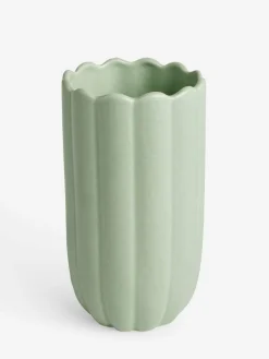 Next Green Ceramic Scallop Detail Small Vase^ Vases