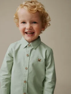 Outlet Next Green Character Long Sleeve Long Sleeve Oxford Shirt (3mths-7yrs)