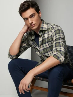 New Next Brushed Flannel Shirt Green Check