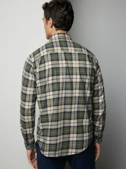 New Next Brushed Flannel Shirt Green Check