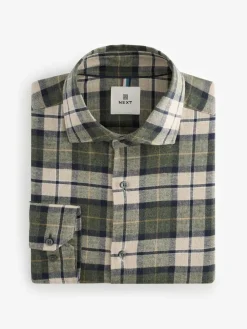 New Next Brushed Flannel Shirt Green Check