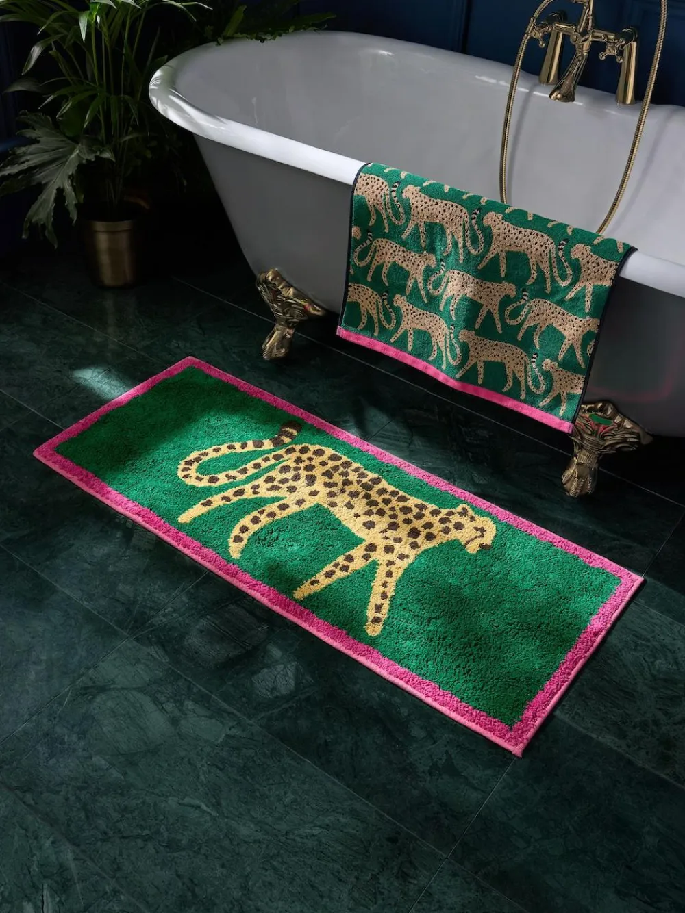 Best Next Green Cheetah Animal Print Runner Bath Mat