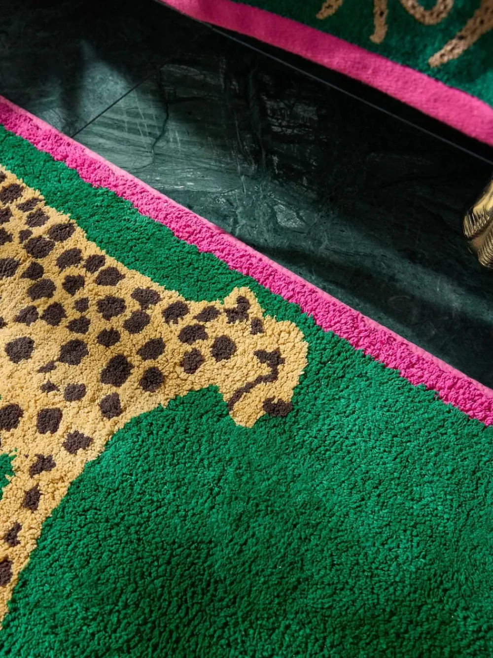 Best Next Green Cheetah Animal Print Runner Bath Mat