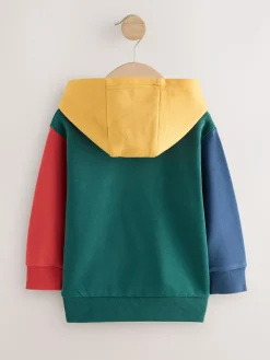 Next Green Colourblock Long Sleeve Printed Hoodie (3mths-7yrs)^BOY Sweatshirts & Hoodies|Sweatshirts & Hoodies