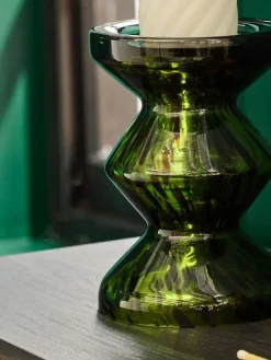 New Next Green Confetti Glass Pillar Candle Holder